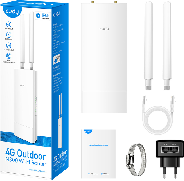 Маршрутизатор Cudy LT400 Outdoor 4G LTE Cat 4 N300 Wi-Fi Router - зображення 4