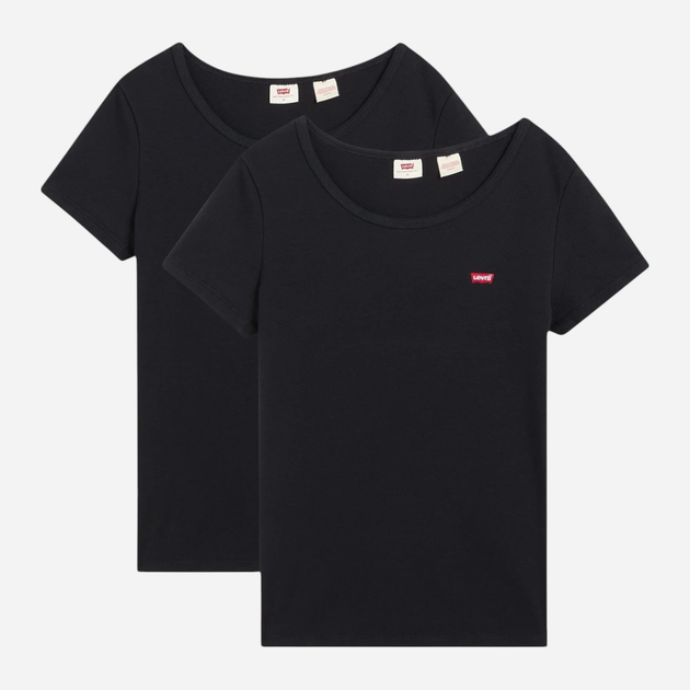 Zestaw koszulek damskich bawełniany 2 szt Levi's Crewneck 74856-0006 XS Czarny (5400898232203) - obraz 1