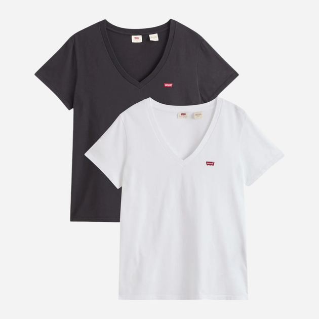 Zestaw koszulek damskich bawełnianych Levi's A3624-0000 XS 2 szt Czarny/Biały - obraz 1