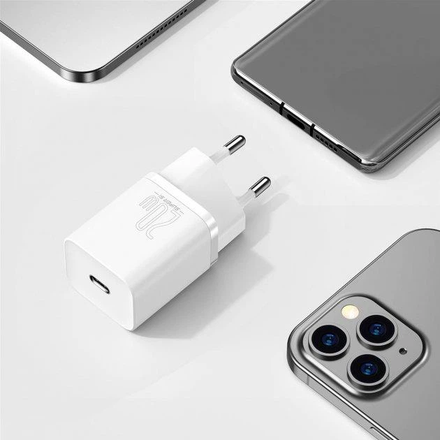 Зарядний мережевий пристрій Baseus Super Si 20W Type-C 3A з функцією швидкої зарядки QC3.0+PD3.0 (CCSUP-B02) White - зображення 7