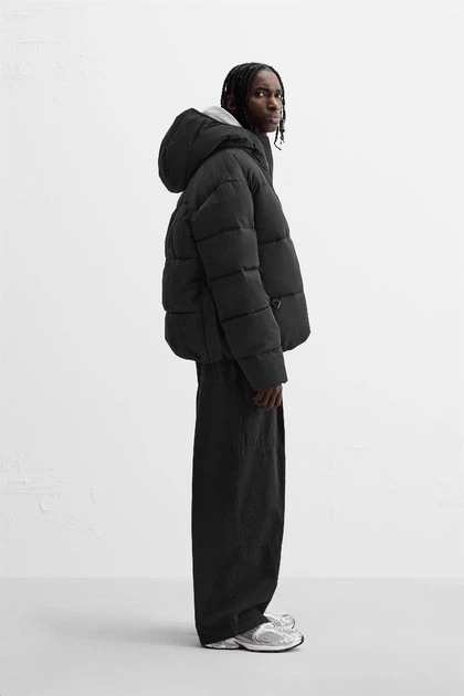 Тепла дута куртка Zara XL чорний 6985/322/800 – Брендовая одежда