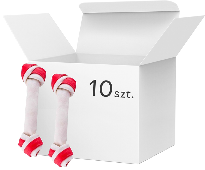 Kość prasowana Maced 11 cm 10 szt biało-czerwone (5907489323642) - obraz 1