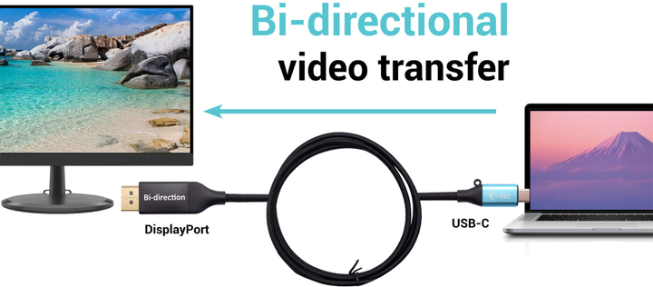 Kabel i-tec USB-C 3.1 - DIsplayPort 8K/30 Hz 1.5 m Black (C31CBLDP8KBIDIR) - obraz 3