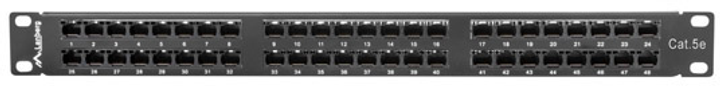 Patch panel Lanberg 48 port 1U 19" Cat.5e RAL9004 (PPU5-1048-B) - obraz 4