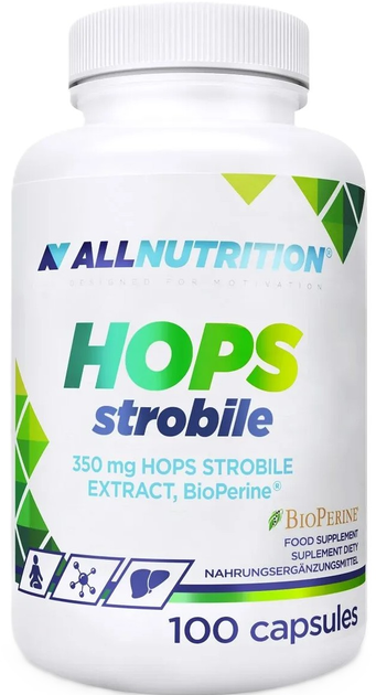 Харчова добавка Allnutrition Hops Strobile Ekstrakt z chmielu zwyczajnego 350 мг 100 капсул (5902837749150) - зображення 1