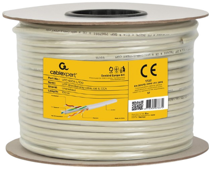 Kabel Cablexpert UTP Cat6 ECA 100 m Grey (UPC-6004-L/100) - obraz 3