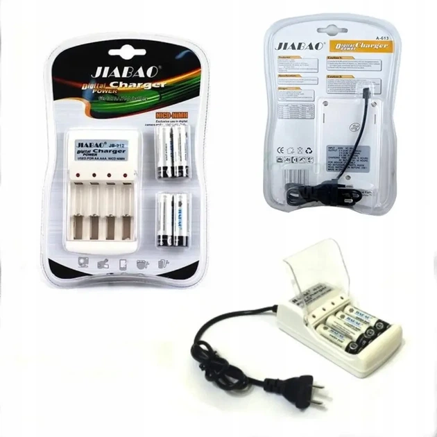 Комплект 4 шт акумулятори 4500mAh + зарядне Jiabao JB-212 AAA - зображення 5