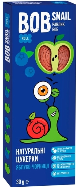 Натуральні цукерки Bob Snail Яблуко-Чорниця, 30 г - Фото 1 Натуральні цукерки Bob Snail Яблуко-Чорниця, 30 г - зображення 1