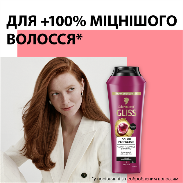 Шампунь GLISS Color Perfector для окрашенных и мелированных волос, 400 мл - изображение 2
