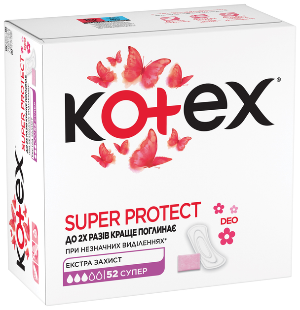 Ежедневные гигиенические прокладки Kotex Super Deo, 56 шт - Фото 1 Ежедневные гигиенические прокладки Kotex Super Deo, 56 шт - изображение 1