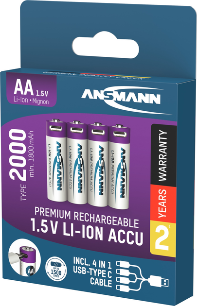 Akumulator Ansmann litowy AA 1.5 V / 2000 mAh 4 szt. (4013674193974) - obraz 1