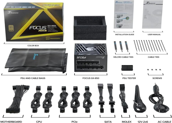 Zasilacz Seasonic Focus GX 850W (FOCUS-GX-850-V4) - obraz 11