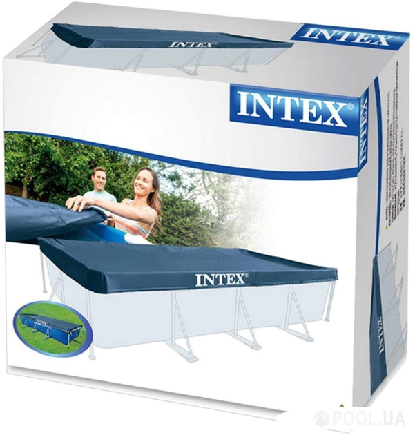 Захисний тент для прямокутного каркасного басейну Intex 460х226 см синій 28039 - зображення 5
