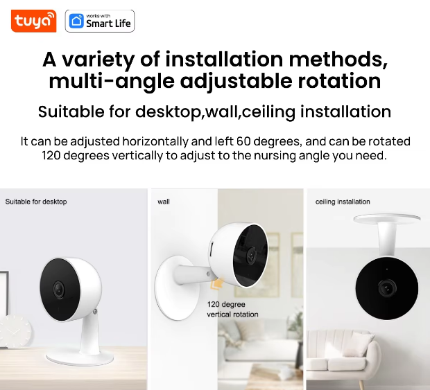 Tuya Smart 1080P Wi-Fi Умная домашняя камера умного дома 2 МП, HD, оповещение APP в режиме реального времени - Фото 3 Tuya Smart 1080P Wi-Fi Умная домашняя камера умного дома 2 МП, HD, оповещение APP в режиме реального времени - изображение 3
