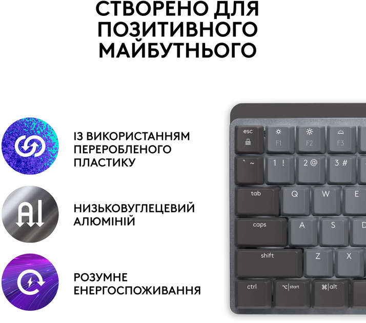 Клавіатура бездротова Logitech MX Mechanical Wireless Illuminated Performance Graphite (920-010757) - зображення 5