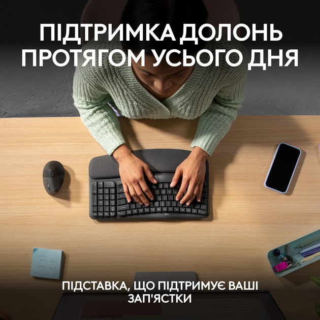 Бездротова клавіатура Logitech Wave Keys Bluetooth/Wireless Black (920-012304) - зображення 4