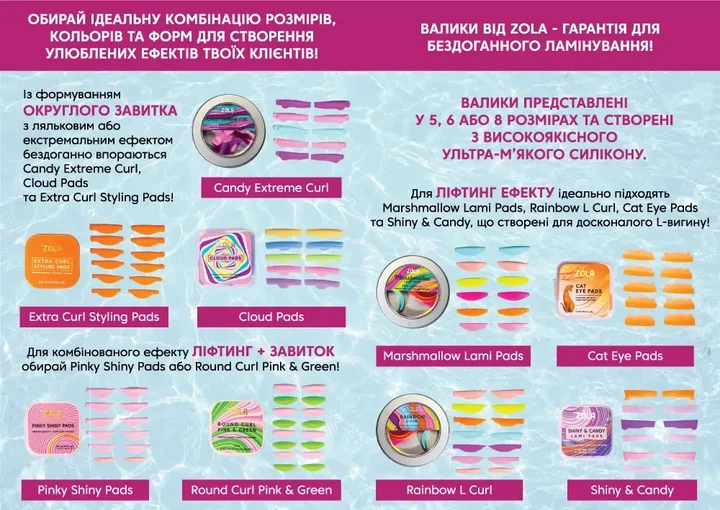 Валики для ламінування Zola Marshmallow Lami Pads (SS, S, M, L, LL, XL) - зображення 3