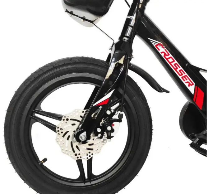 Детский велосипед Crosser Hunter Premium 16″ черный с дисковыми механическими тормозами 1 скоростью магниевой рамой надувными колесами и максимальным весом до 60 кг - изображение 5