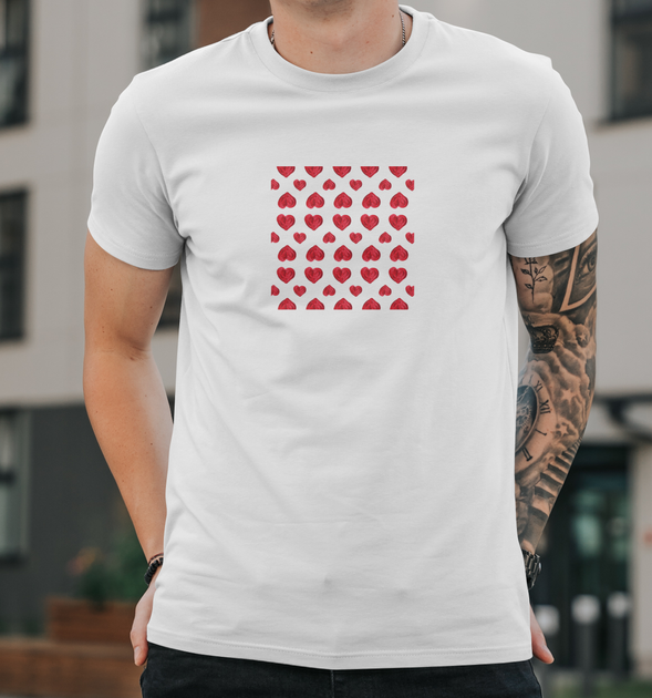 Мужская футболка B&C Collection с принтом Сердечки, 2XL Белый - Фото 1 Мужская футболка B&C Collection с принтом Сердечки, 2XL Белый - изображение 1