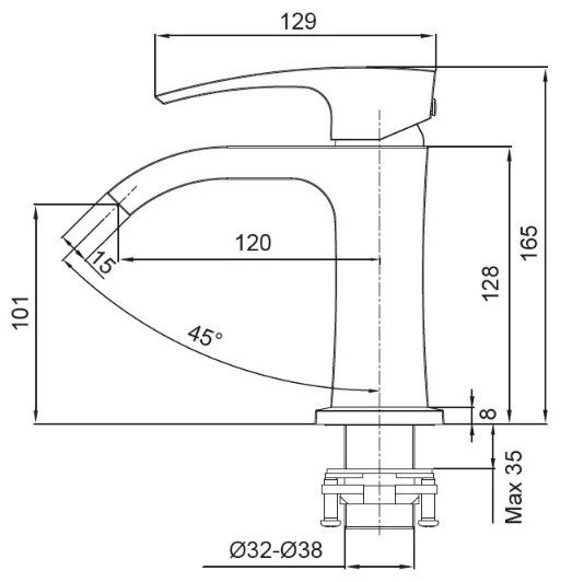 Змішувач для умивальника Koer KB-12007-04 ( KR5151 ) 23778 - изображение 2
