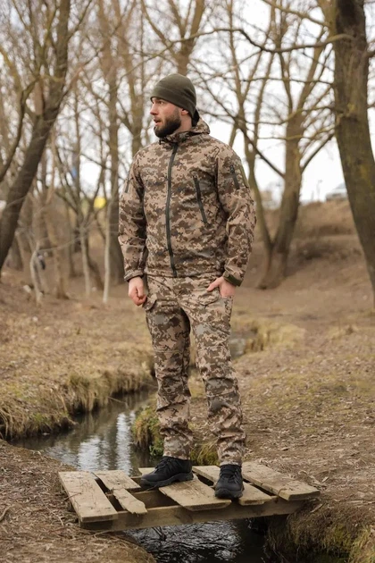 Тактическая демисезонная куртка Undolini Soft Shell Пиксель, размер 54 (2XL) - изображение 5