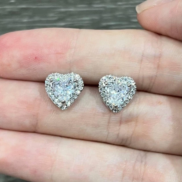 Серьги с цирконами "Сияние алмазных сердец" покрытие серебром Xuping Jewelry в бархатной коробочке (16249) - изображение 3