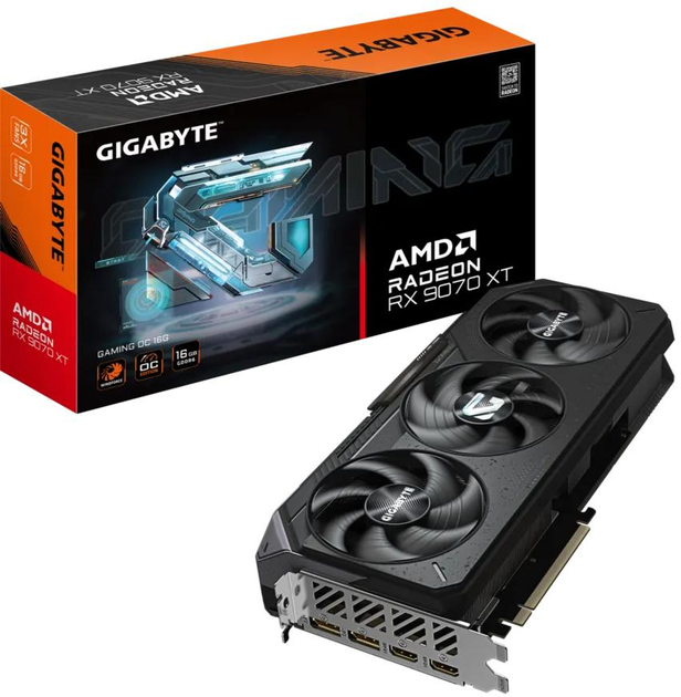 Відеокарта Gigabyte PCI-Ex Radeon RX 9070 XT Gaming OC 16G 16GB GDDR6 (256bit) (20000) (2 x HDMI, 2 x DisplayPort) (GV-R9070XTGAMING OC-16GD) - зображення 6