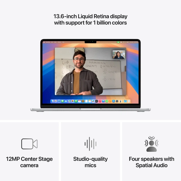 Laptop Apple MacBook Air 13.6" M4 16/512GB 2025 (MW0X3ZE/A) Silver - obraz 5