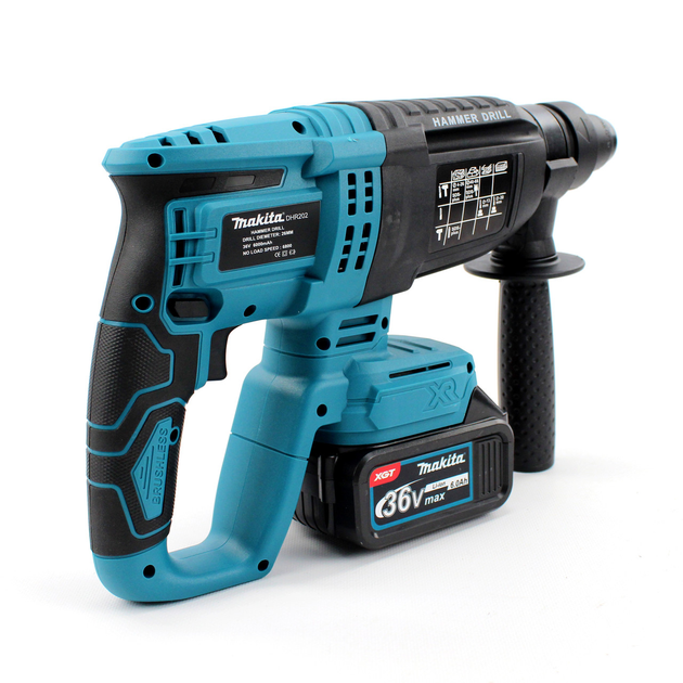Акумуляторний безщітковий перфоратор Makita DHR202 36V, 6AH, 1,8 Дж, 2 Li-Ion АКБ, зарядний пристрій (П01-010) - зображення 7