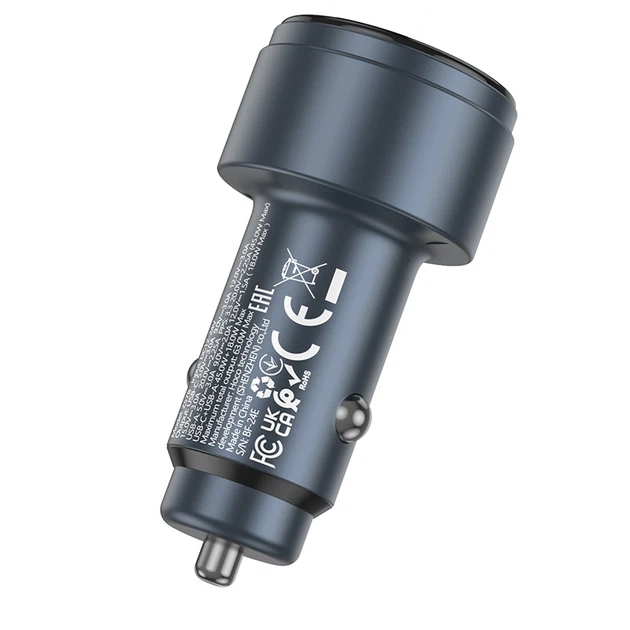 Автомобільний зарядний пристрій HOCO Z57B Glorious 63W dual-port digital display PD45W+QC3.0 car charger Metal Gray (6942007633161) - Фото 5 Автомобільний зарядний пристрій HOCO Z57B Glorious 63W dual-port digital display PD45W+QC3.0 car charger Metal Gray (6942007633161) - зображення 5