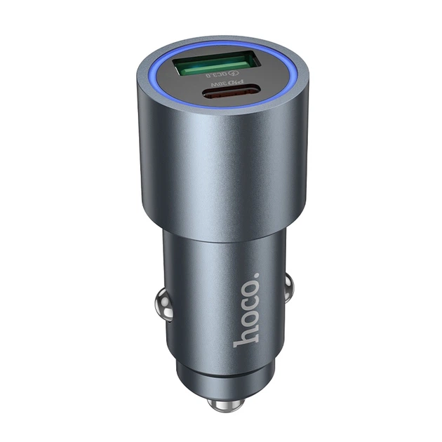 Автомобільний зарядний пристрій HOCO Z60 Bloom 48W dual-port PD30W+QC3.0 multi-protocol car charger Metal Gray (6942007642095) - Фото 1 Автомобільний зарядний пристрій HOCO Z60 Bloom 48W dual-port PD30W+QC3.0 multi-protocol car charger Metal Gray (6942007642095) - изображение 1
