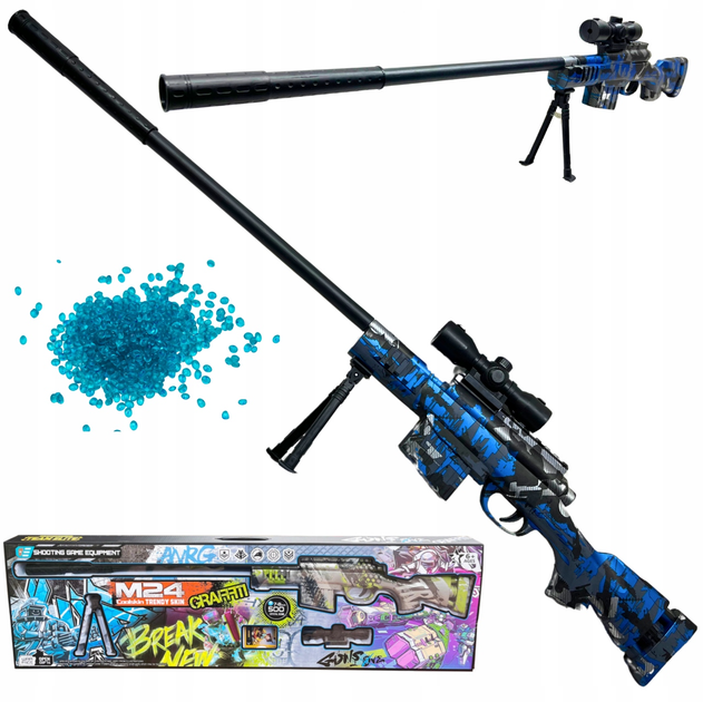 Игрушечная снайперская винтовка на орбизах M24 Синяя - Фото 1 Игрушечная снайперская винтовка на орбизах M24 Синяя - изображение 1