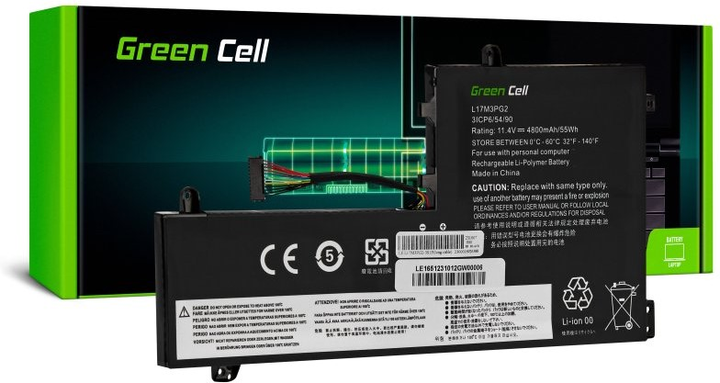 Акумулятор Green Cell L17M3PG1 L17M3PG3 для Lenovo Legion Y530 11.4 V 4800 mAh (5904326374218) - зображення 1