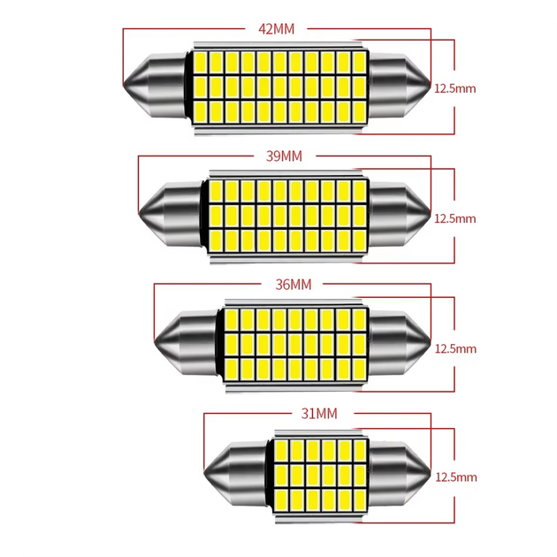 Лампа діодна освітлення салону, номерного знаку 12V C10W; T10.5x43; SV8.5; 6000k біле світло ( ALB-C10W-LED6000-35 ) - Фото 4 Лампа діодна освітлення салону, номерного знаку 12V C10W; T10.5x43; SV8.5; 6000k біле світло ( ALB-C10W-LED6000-35 ) - зображення 4