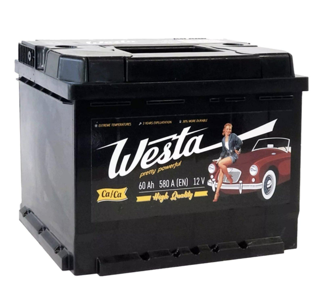 Автомобильный аккумулятор WESTA 60 Ah / 580 A Pretty Powerful R правый плюс (242x175x175) WPP600 - изображение 2