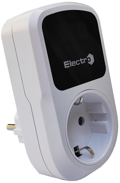 Реле контролю напруги побутове ElectrO РП з чорним дисплеєм розеткове цифрове 16А 150-210В/230-280В 5-999 с (RP1N16BL2)- - зображення 1