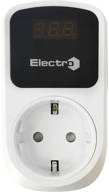 Реле контролю напруги побутове ElectrO РП з чорним дисплеєм розеткове цифрове 16А 150-210В/230-280В 5-999 с (RP1N16BL2)- - зображення 2