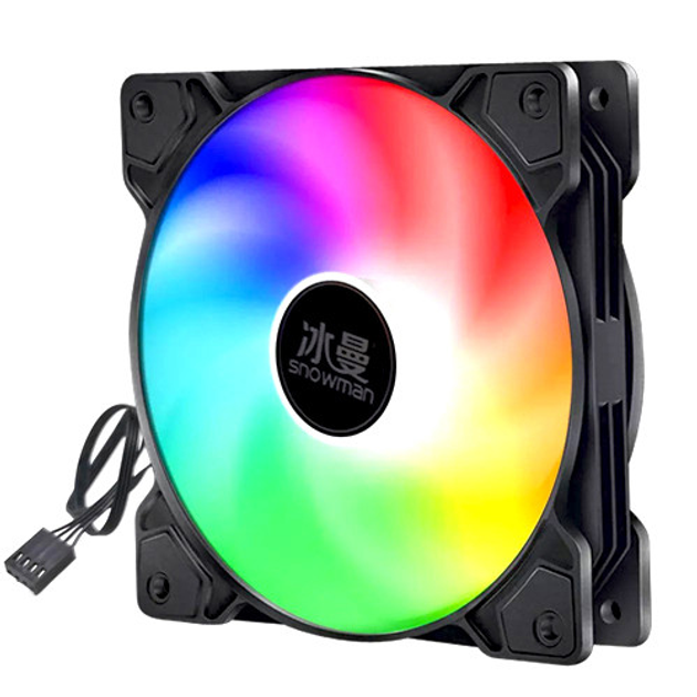 Вентилятор 120 мм для корпуса ПК, 4-pin, RGB подсветка, 45 CFM, Snowman F120 - изображение 1