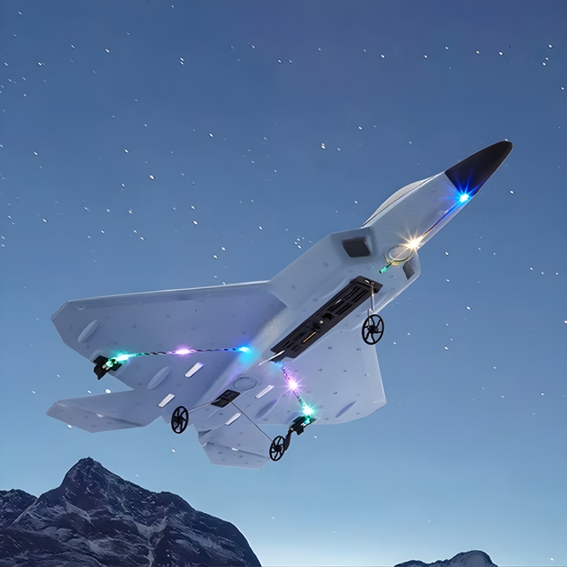 Радіокерований літак BauTech Raptor F22 військова версія з LED-підсвічуванням та гіроскопом Сірий (1015-732-00) - зображення 3