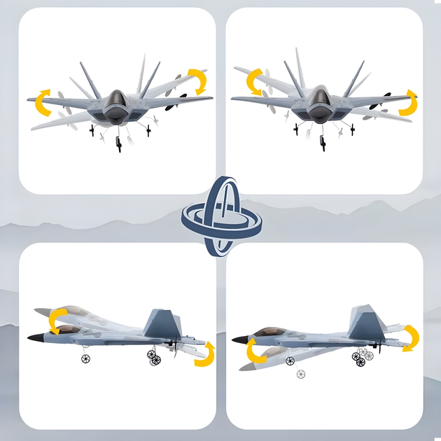 Радіокерований літак BauTech Raptor F22 військова версія з LED-підсвічуванням та гіроскопом Сірий (1015-732-00) - зображення 11