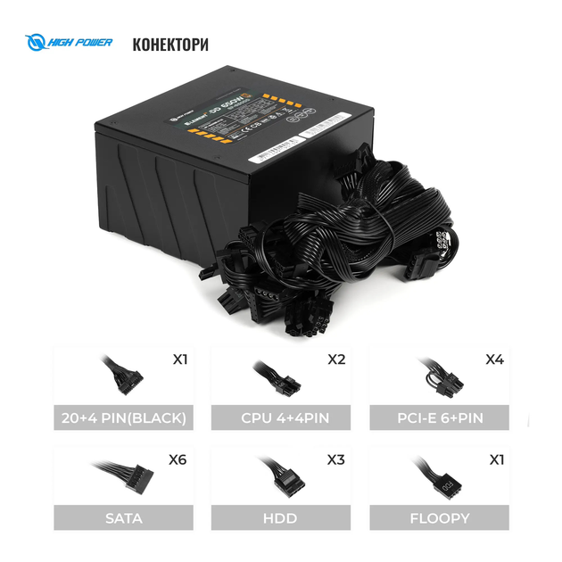Блок живлення HighPower 650W EP-650DD 80+ Bronze (HP1-M650BR-H12S) - изображение 5