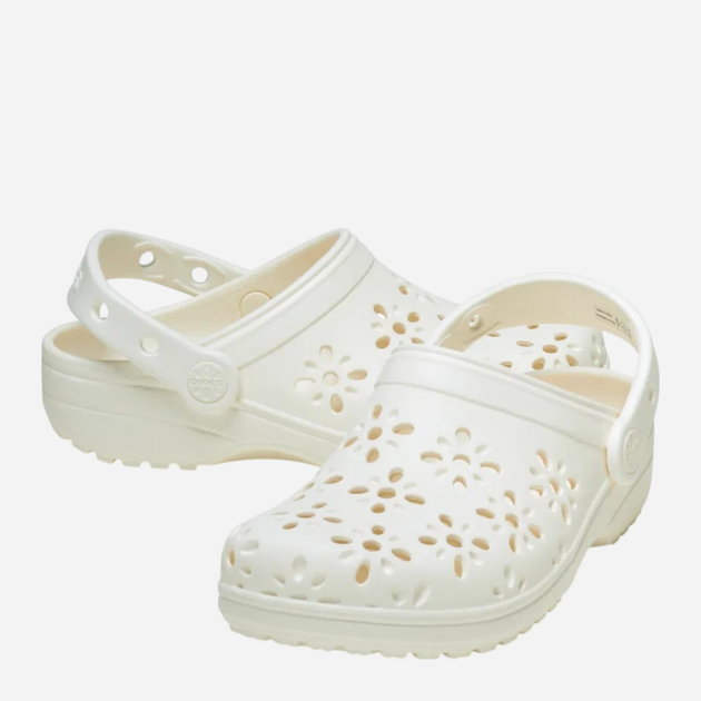Дитячі крокси-сабо для дівчинки Crocs Classic Floral Cut Out Clog Kids T 210944-0WV 25-26 (C9) Білі (198445118661) - зображення 3