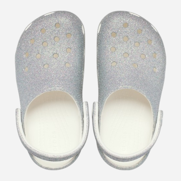 Chodaki dziecięce dla dziewczynki Crocs Classic Iridescent Glitter Clog Kids T 210985-100 27-28 (C10) Srebrne (198445120411) - obraz 5