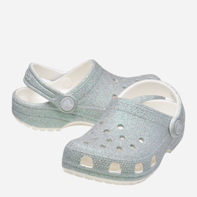 Дитячі крокси-сабо для дівчинки Crocs Classic Iridescent Glitter Clog Kids 210986-100 29-30 (C12) Сріблясті (198445120633) - зображення 3