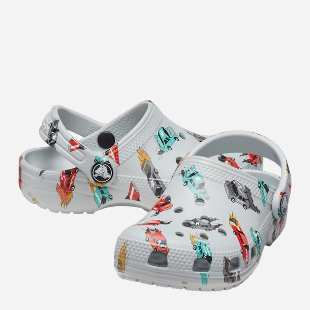 Chodaki chłopięce Crocs Classic Race Cars Graphic Clog Kids T 210992-1NN 25-26 (C9) Szare (198445121272) - obraz 3