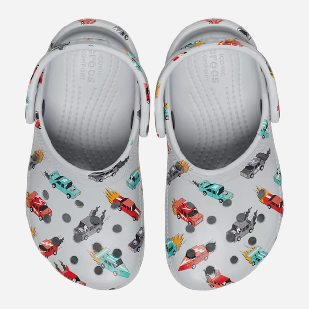 Chodaki chłopięce Crocs Classic Race Cars Graphic Clog Kids T 210992-1NN 25-26 (C9) Szare (198445121272) - obraz 4