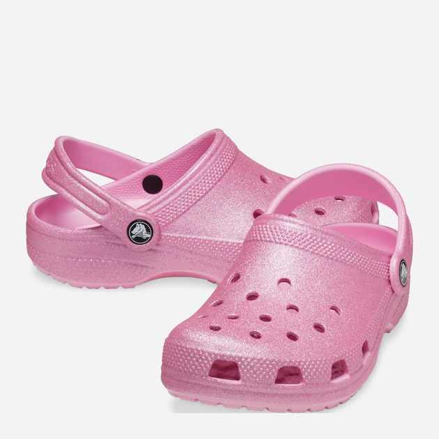 Дитячі крокси-сабо для дівчинки Crocs Classic Glitter Clog K 206993-6XE 30-31 Рожеві (196265650859) - зображення 3