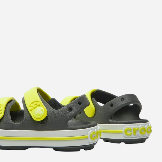 Дитячі сандалії для хлопчика Crocs Crocband Cruiser Sandal T Kids 209424-1NJ 22-23 (C6) Сірий/Салатовий (196265658251) - зображення 4