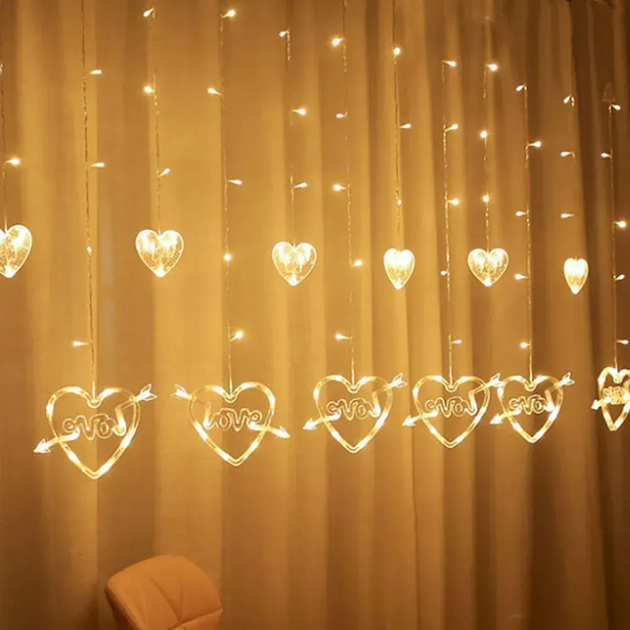 Гірлянда штора 2,5х0,8 м, на 128 LED, 220V "LOVE" Різнокольоровий (L) - Фото 2 Гірлянда штора 2,5х0,8 м, на 128 LED, 220V "LOVE" Різнокольоровий (L) - изображение 2