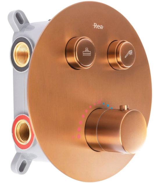 Душова система REA LUNGO BRUSHED COPPER з термостатом + BOX прихованого монтажу - зображення 2